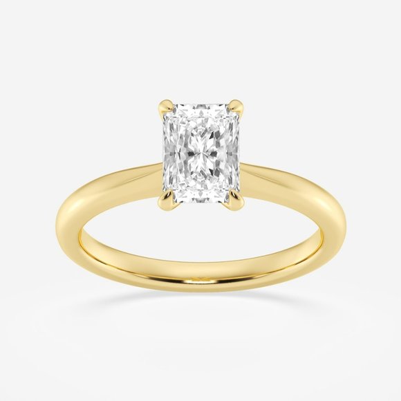 1 ctw Radiant Lab Grown Diamond Petite Solitaire Engagement Ring - Picture 3 of 6